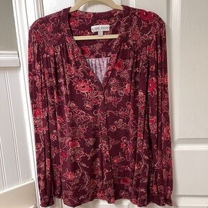 Knox Rose Burgundy Floral Blouse